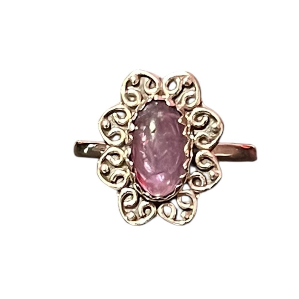 Sterling Silver Amethyst Cabochon Ring Size 8